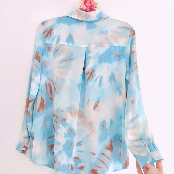 💕Pretty Blue Long Sleeves Button-Down Blouse SZ 4 - Picture 2 of 11